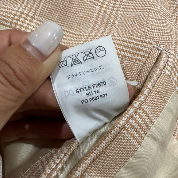 RARE NWT J.Crew Ludlow Tan Plaid Blazer Size Women Size 14 Linen Checkered Coat - Picture 13 of 14